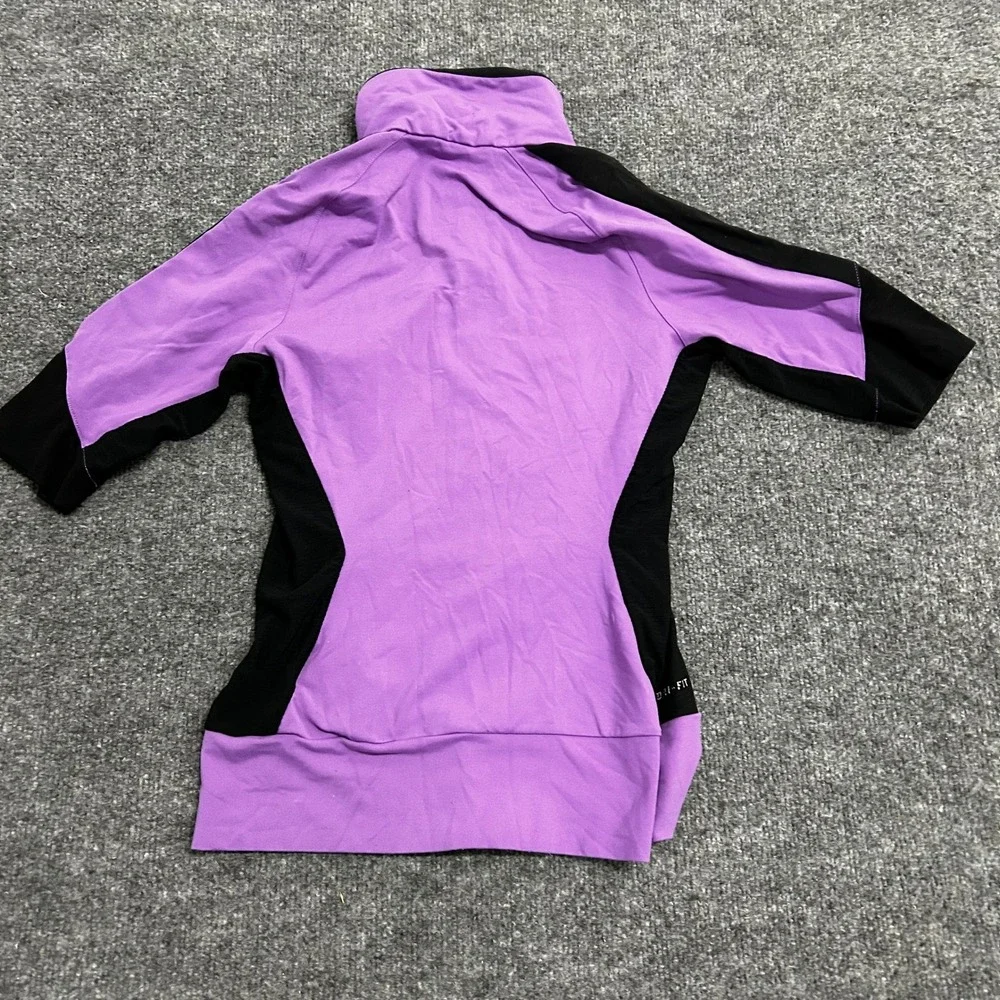 Nike Track Jacket Womens Size M Purple Dri-Fit Mesh Panel Short Sleeve Full Zip